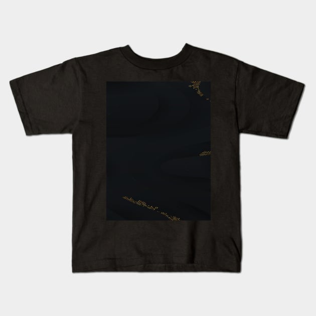 black to dark gray pattern with gold trim Kids T-Shirt by Hujer